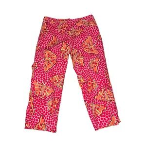 Lilly Pulitzer Liza Orange Butterfly‎ Prints Capri Pants Sz 10 VTG Tea Party